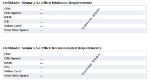 Hellblade Senuas Sacrifice requirements